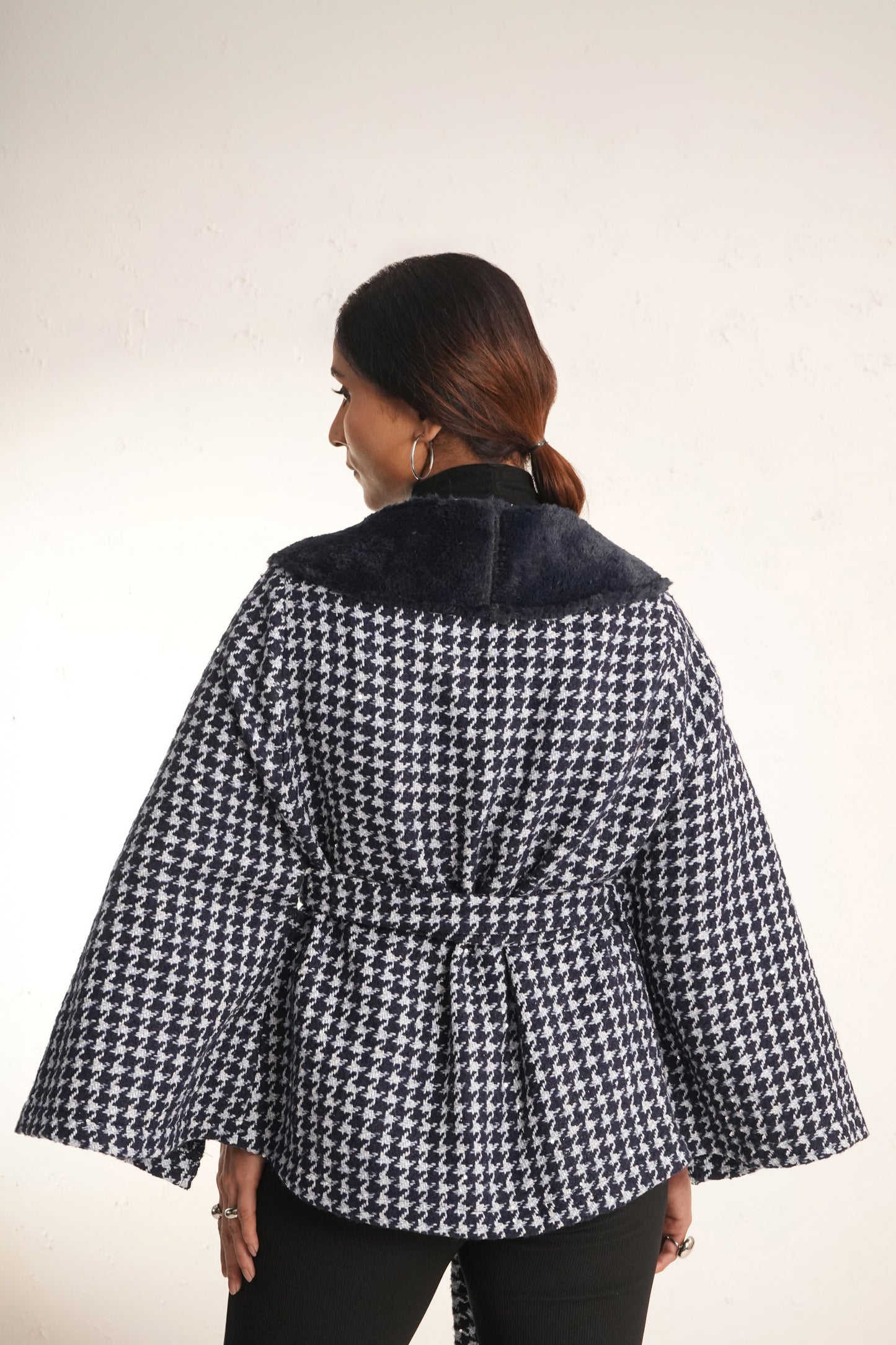 Adeline Houndstooth Wrap Cape