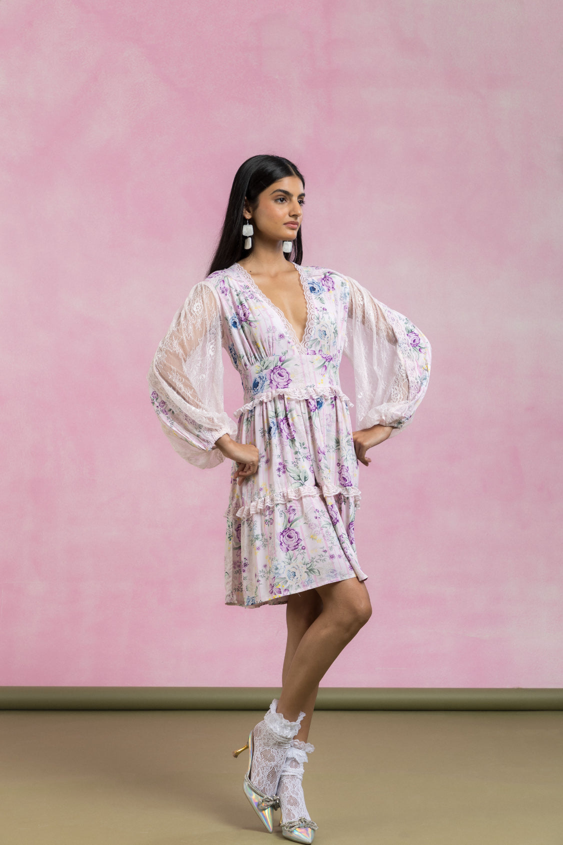 Rosalie Lace Floral Mini Dress