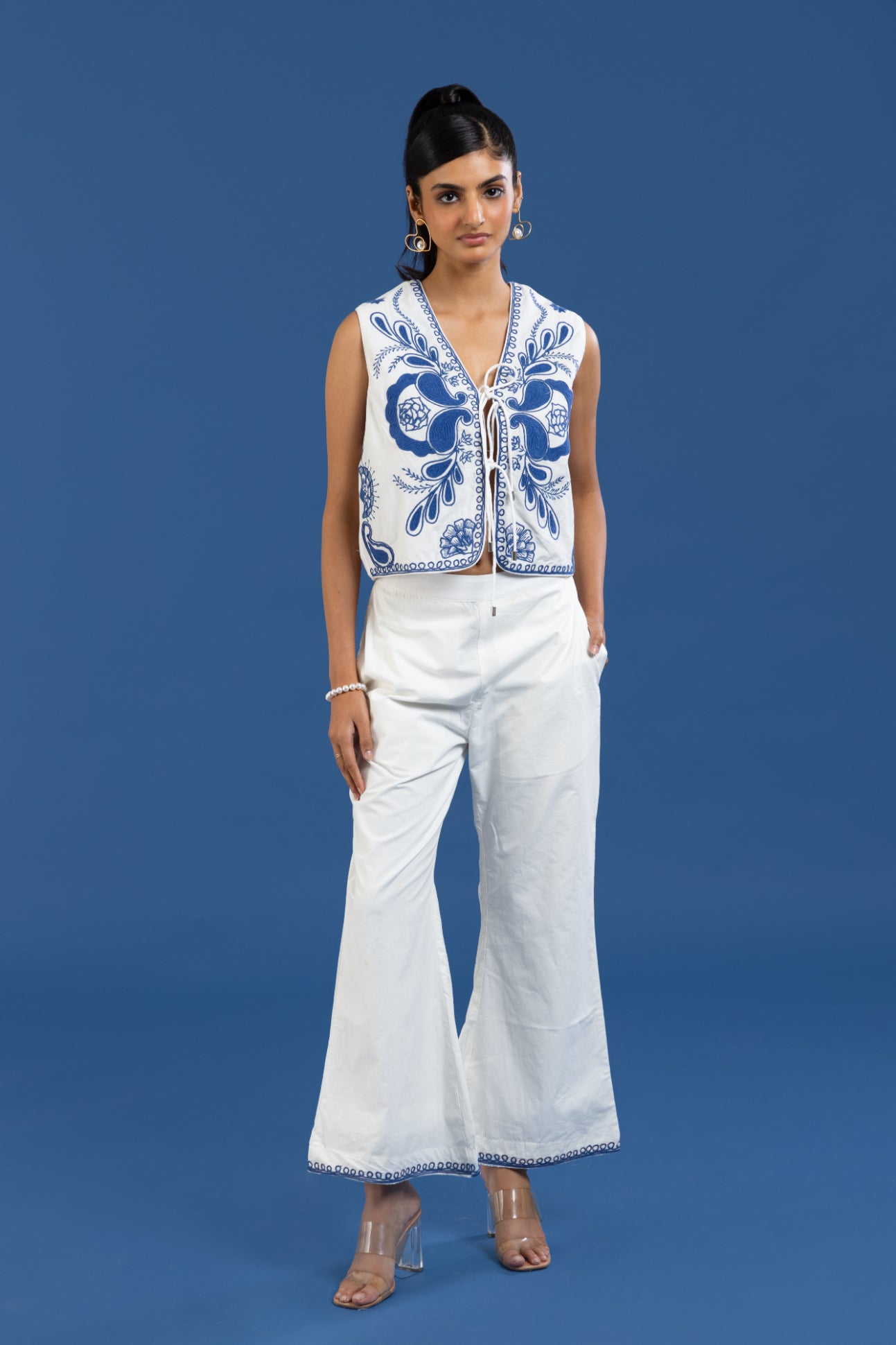 Indigo Border Embroidered Pants