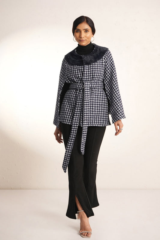 Adeline  Houndstooth Wrap Cape