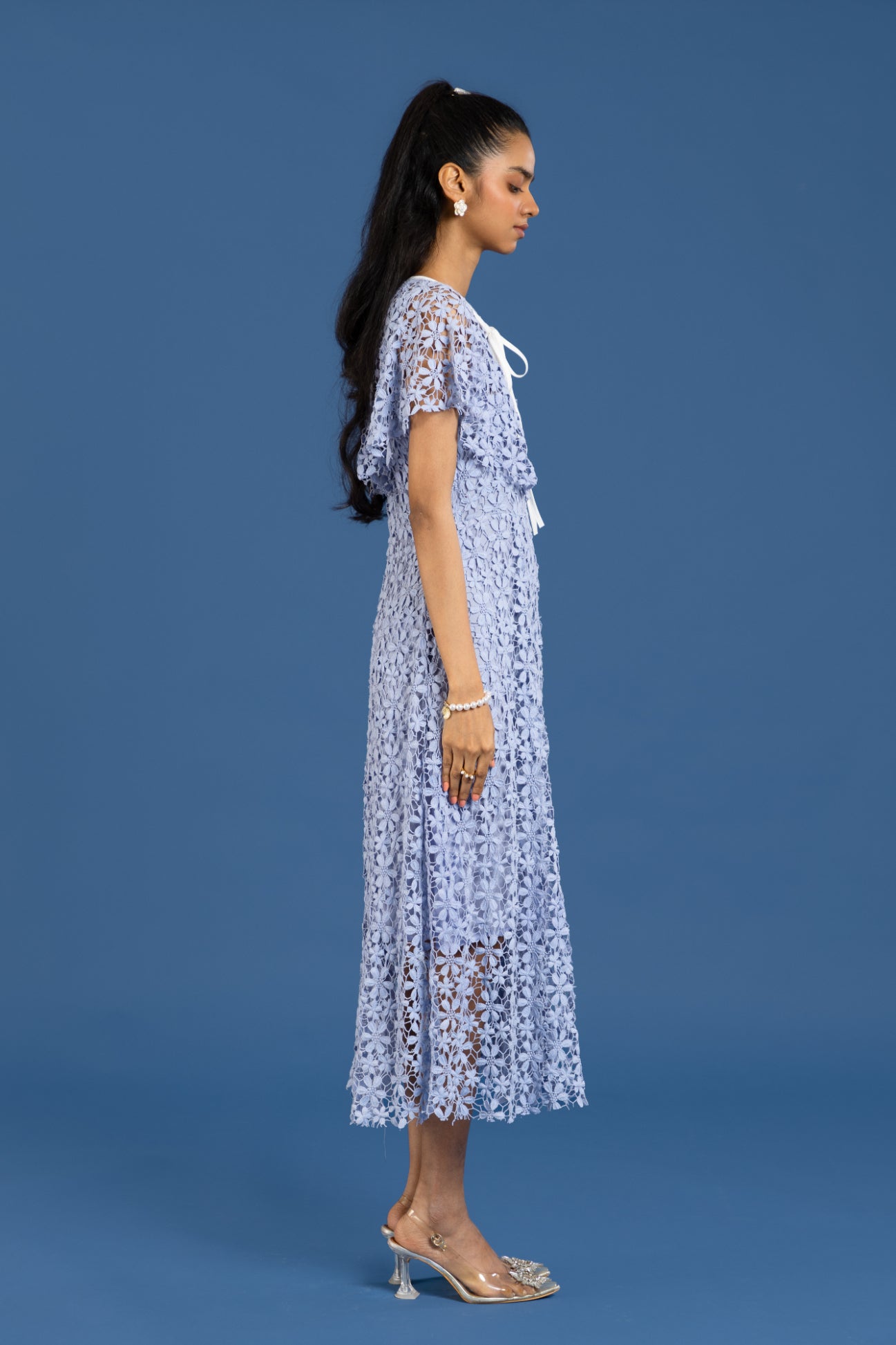 Ice Bloom Lace Midi Dress
