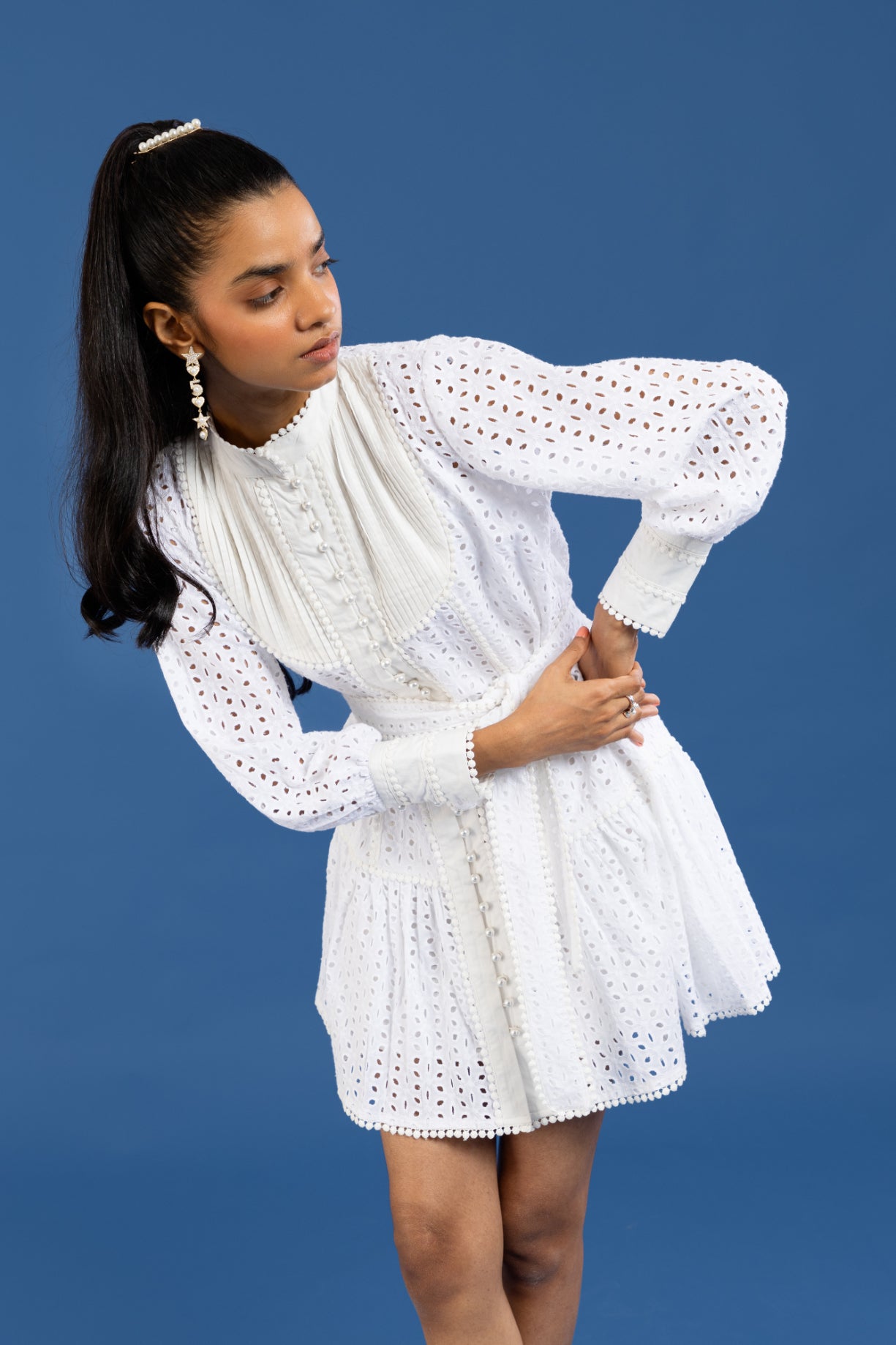 Pearl Broderie Mini Dress
