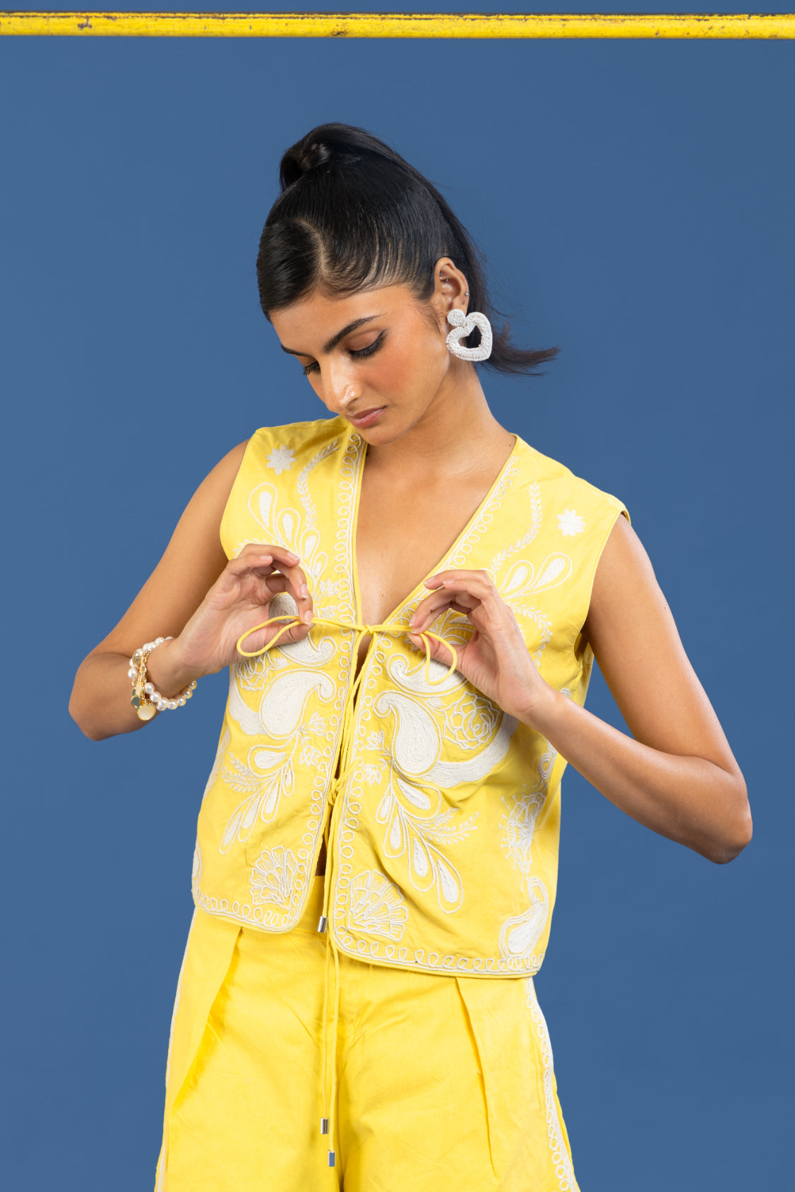 Citrus Bloom Embroidered Co-ord Set